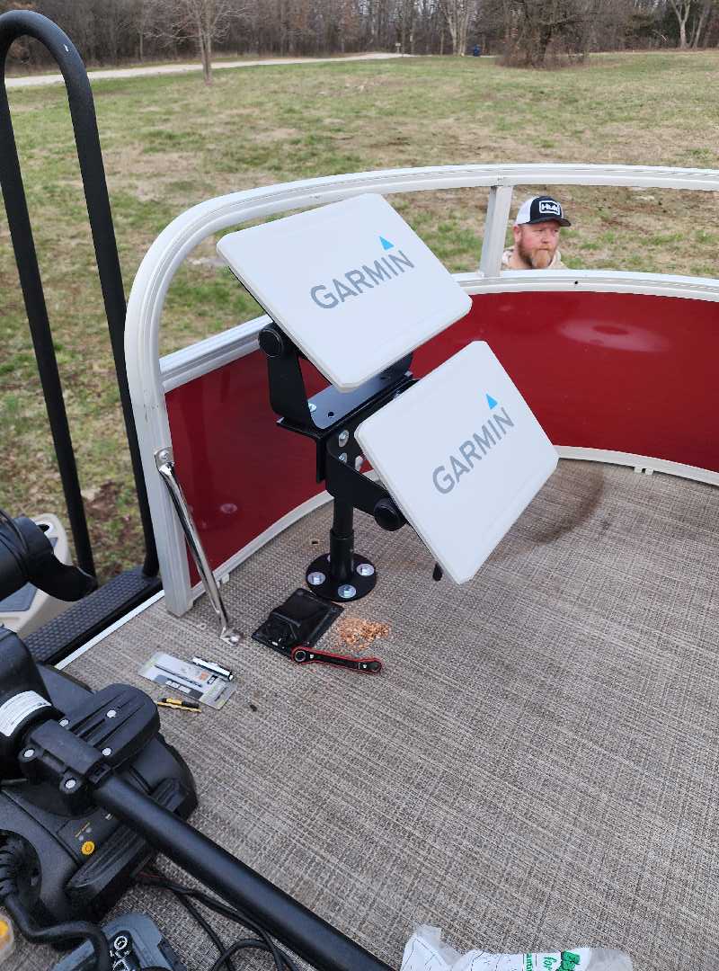 Garmin 12-inch screen install on a Ranger pontoon